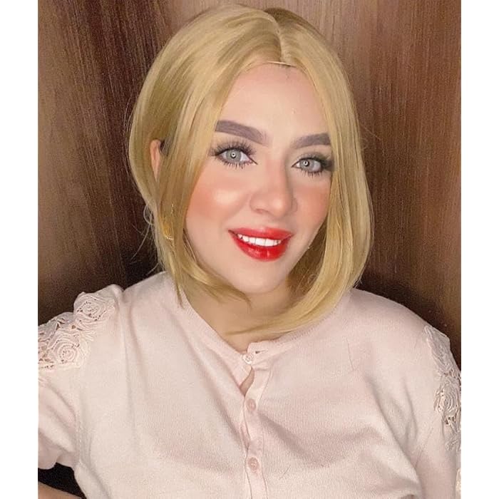 DILLARDS Premium Blonde Bob Wig, Shoulder Length Synthetic Hair, Natural Looking Layered Cut, Heat Resistant Fiber, Cosplay Party Costume - Image 3